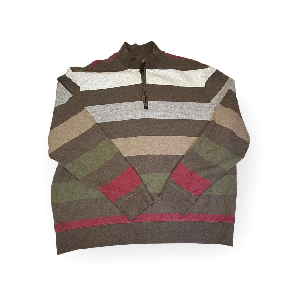 CREMIEUX Rugby Stripe CLASSICS Mens XL Striped Quarter Zip Pullover Sweater‎